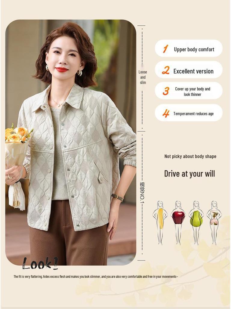 New Autumn/Winter Plus Size Lapel Jacket for Middle-Aged & Elderly Women - Casual Fashion