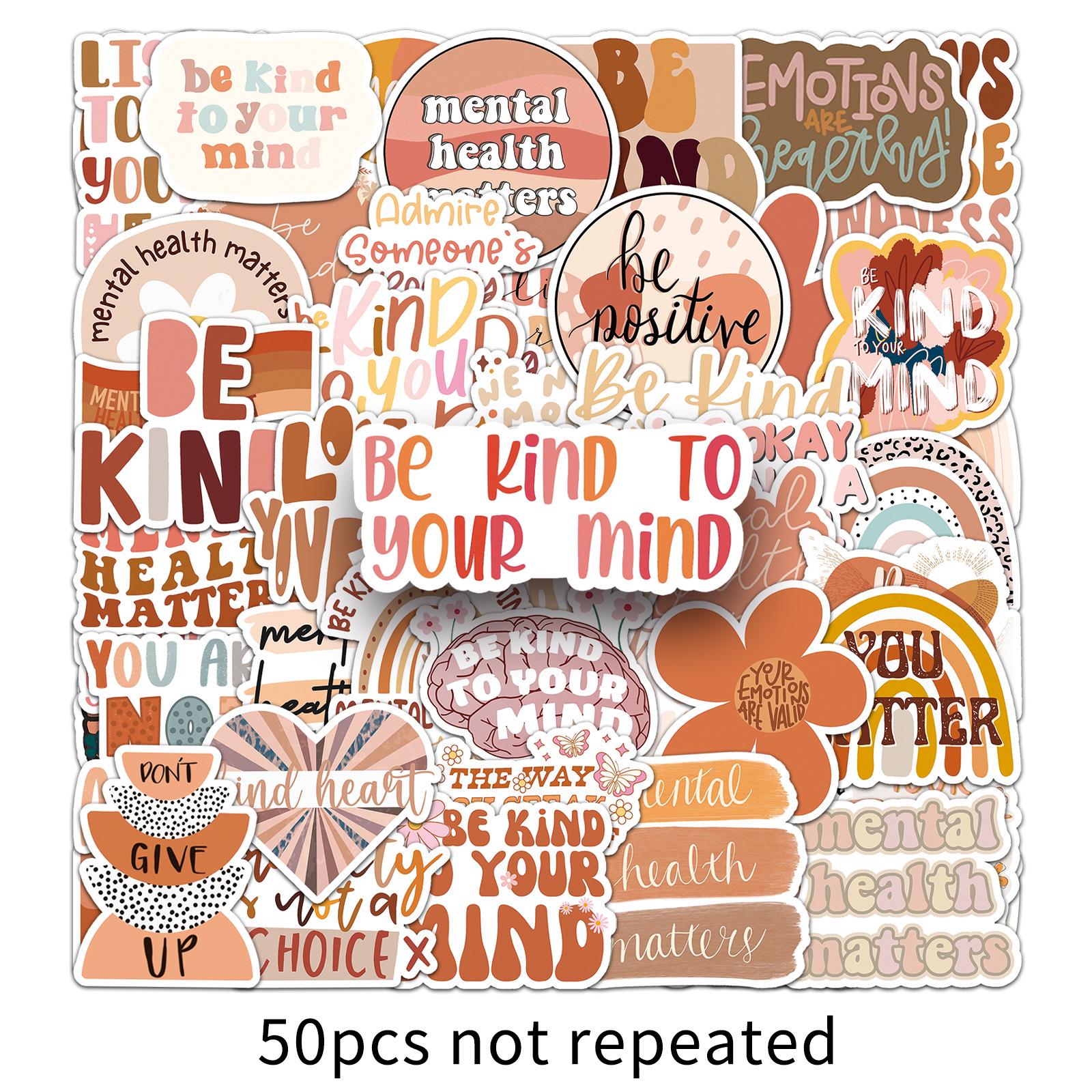 50 Bohemian Psychology Slogan Stickers - Waterproof Decorative Journaling Tablets