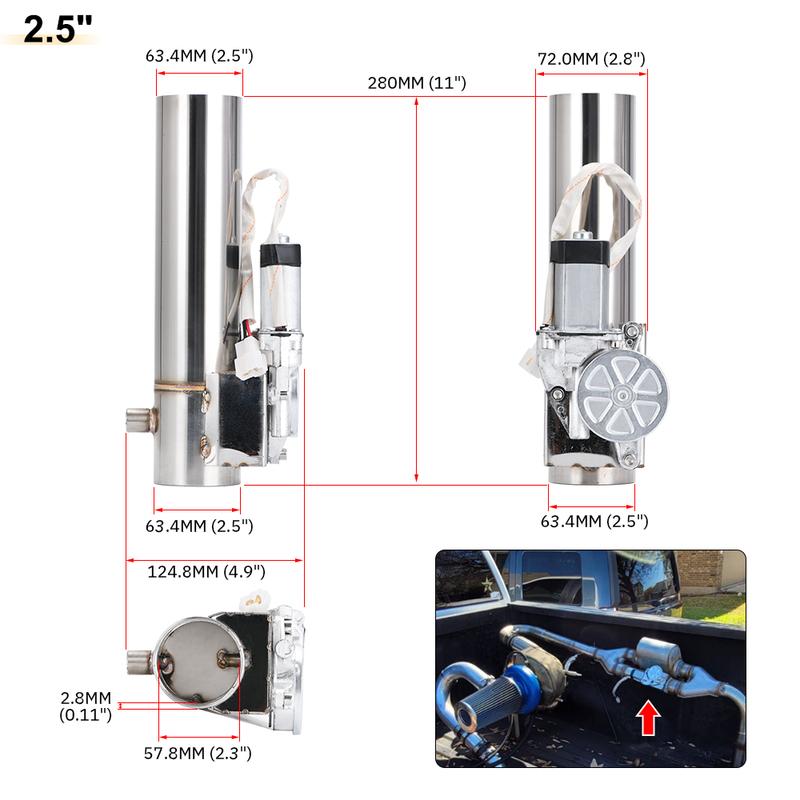 2.5" 63mm 3" 76mm Exhaust Control Valve Exhaust Pipe Electric Pipe Exhaust Electrical Cutout with Remote Control Wholesale Valve