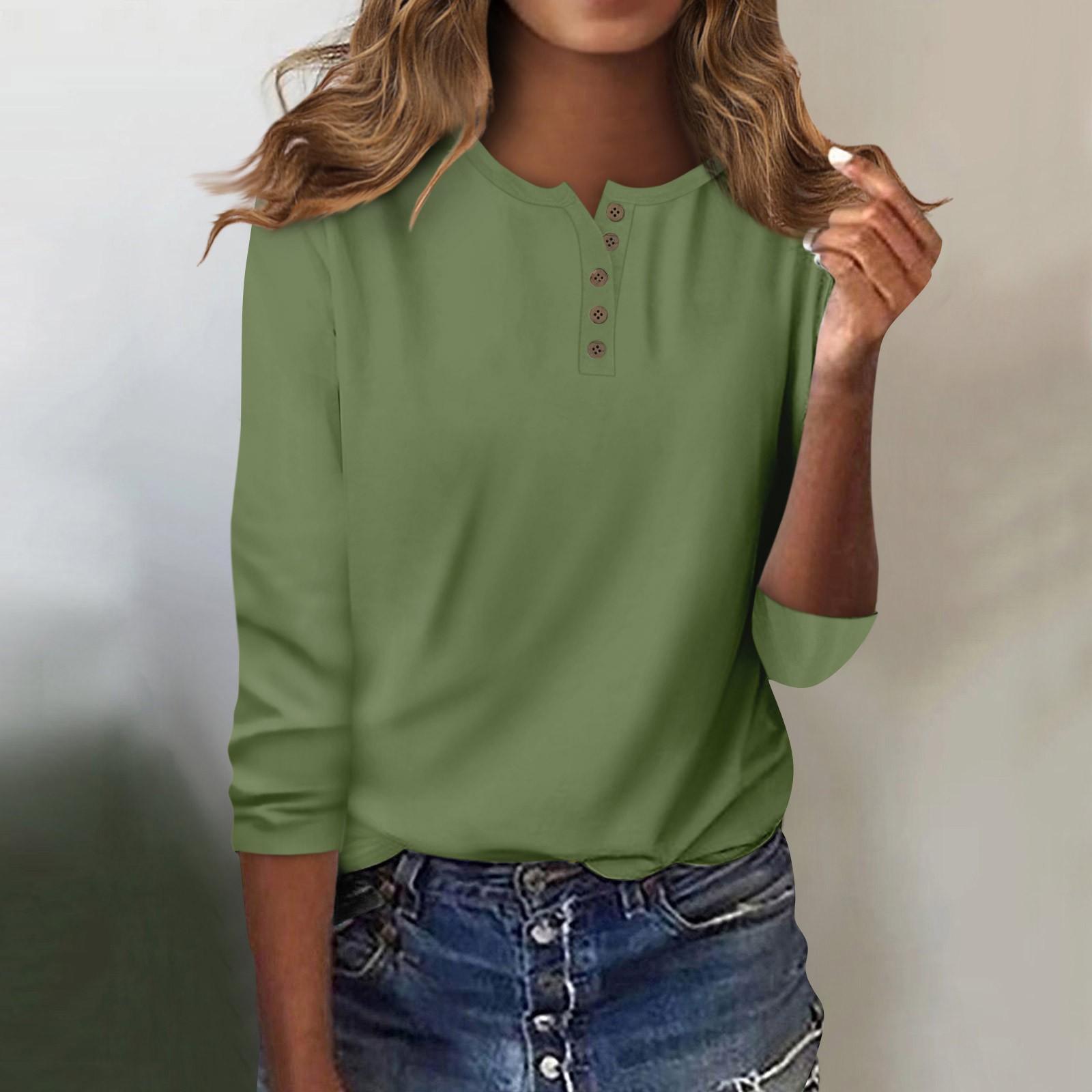 

Жіноча модна повсякденна футболка з круглим вирізом і 3/4 рукавами, однотонні жіночі топи XXL