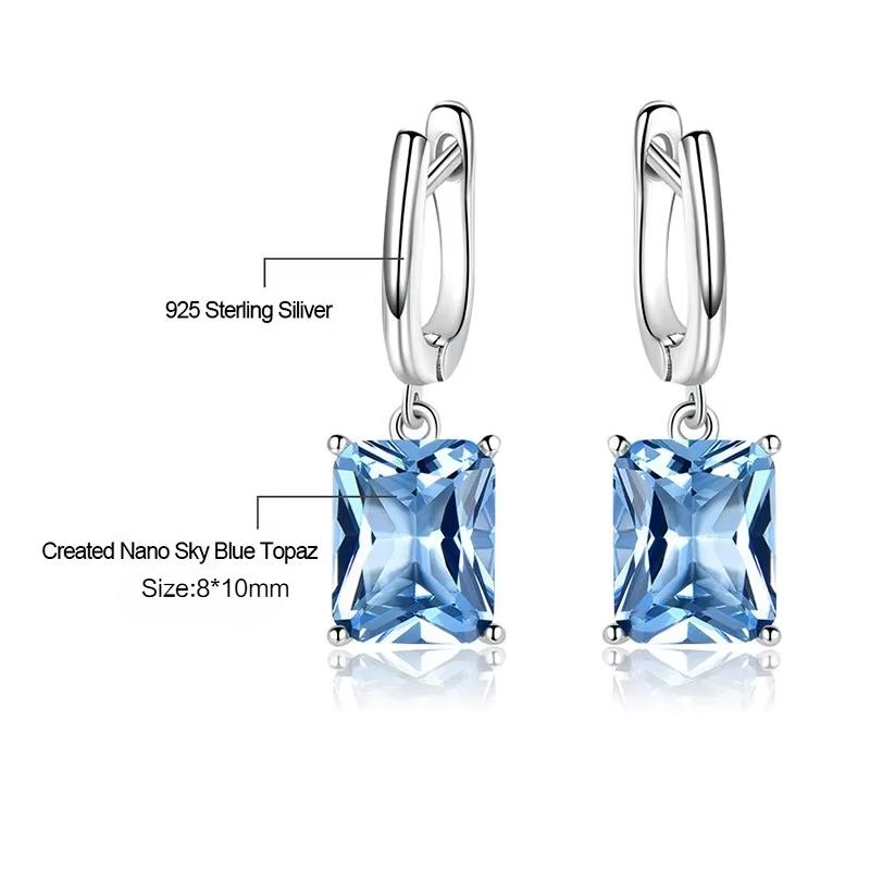 925 Sterling Silver Jewelry Sets for Women Gemstone Simple Emerald Ring Drop  Earrings Women Wedding Party Fashion Jewelry Gift