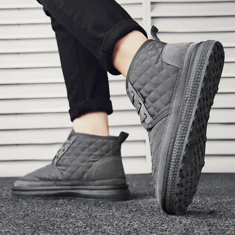 Fashion Men's Winter Plus Velvet Cotton Shoes Lace-up Cold-proof Warm Male Ankle Boots Fashion Casual and Comfortable Outdoor Snow Boots