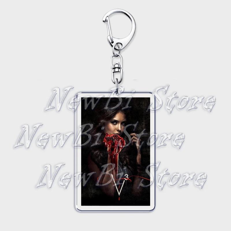 TVD The Vampire Diaries Keychain for Accessories Bag Damon Stefan Salvatore Elena Gilbert Key Chain Keyring Jewelry Fans Gifts