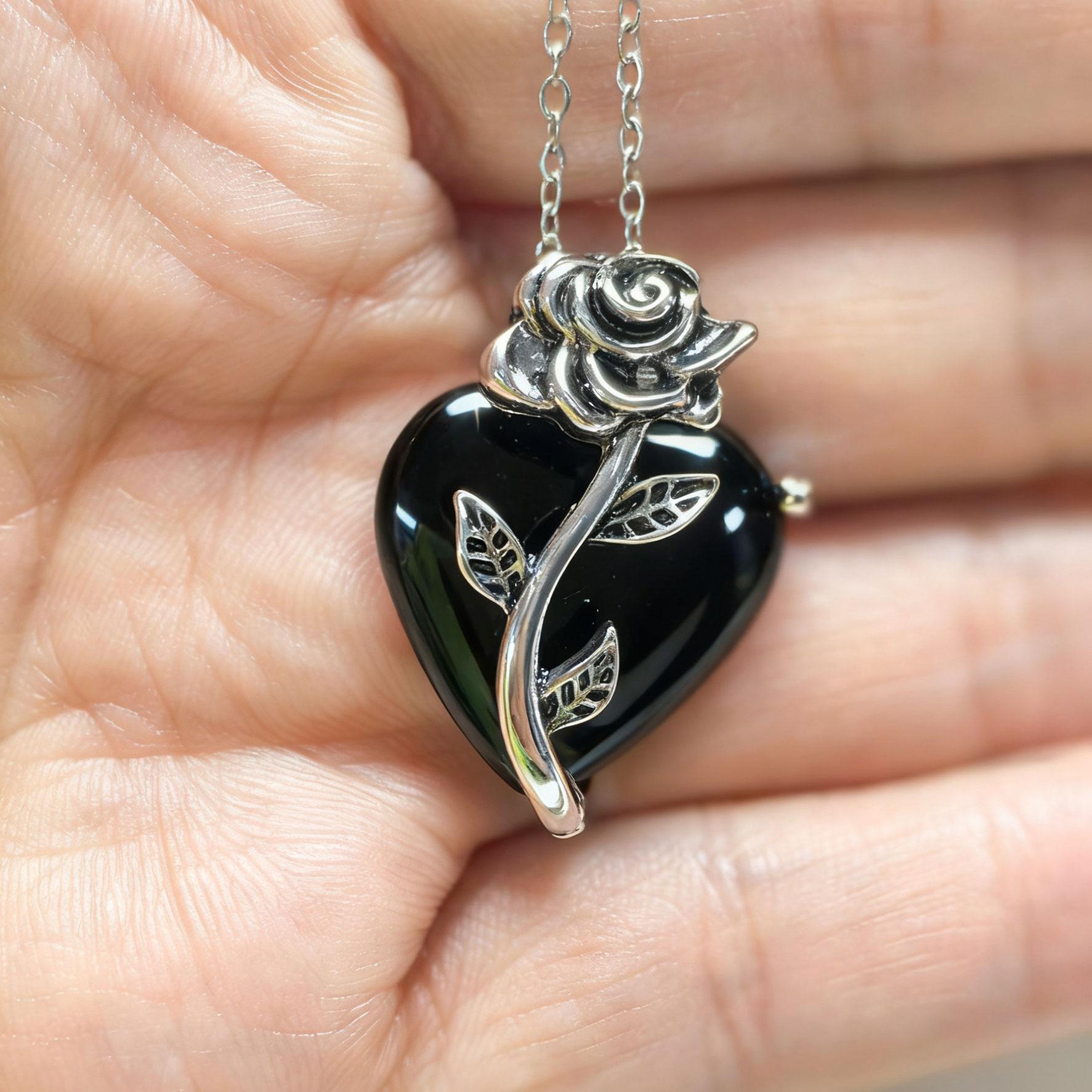 

1pc Natural Stone Heart Pendant Necklace Simple Stylish Rose Pendant Necklace for Women Jewelry Necklace Christmas Gift