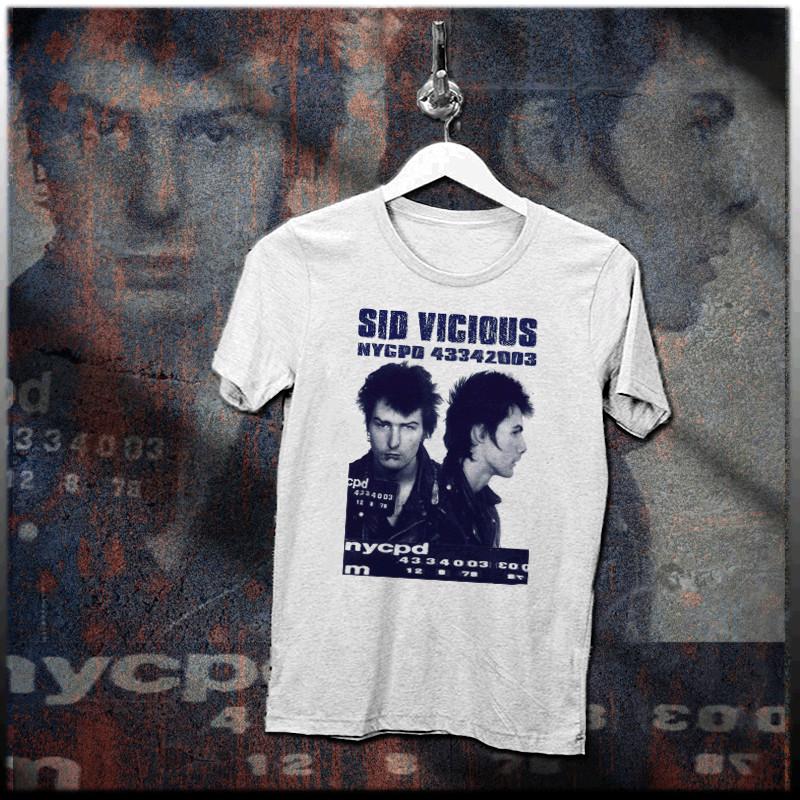 

Sid Vicious Mugshot T-Shirt British 80s Punk Culture Riot acts size S-2XL tee 4XL