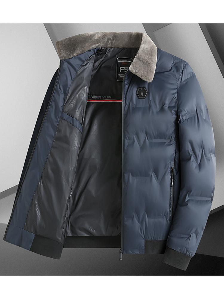 

2026 Новые зимние парки Мужские Утепленные Повседневные Верхняя одежда Меховой воротник Приталенная Верхняя одежда Водонепроницаемая Теплая Верхняя одежда с воротником-стойкой Пальто L тёмно-синий