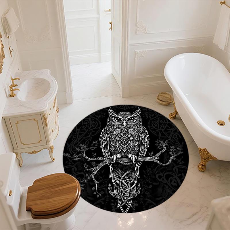Black and White Bird,Round Area Rug,Carpet Rug for Living Room Bedroom Sofa Playroom Decor,Non-slip Floor Mat