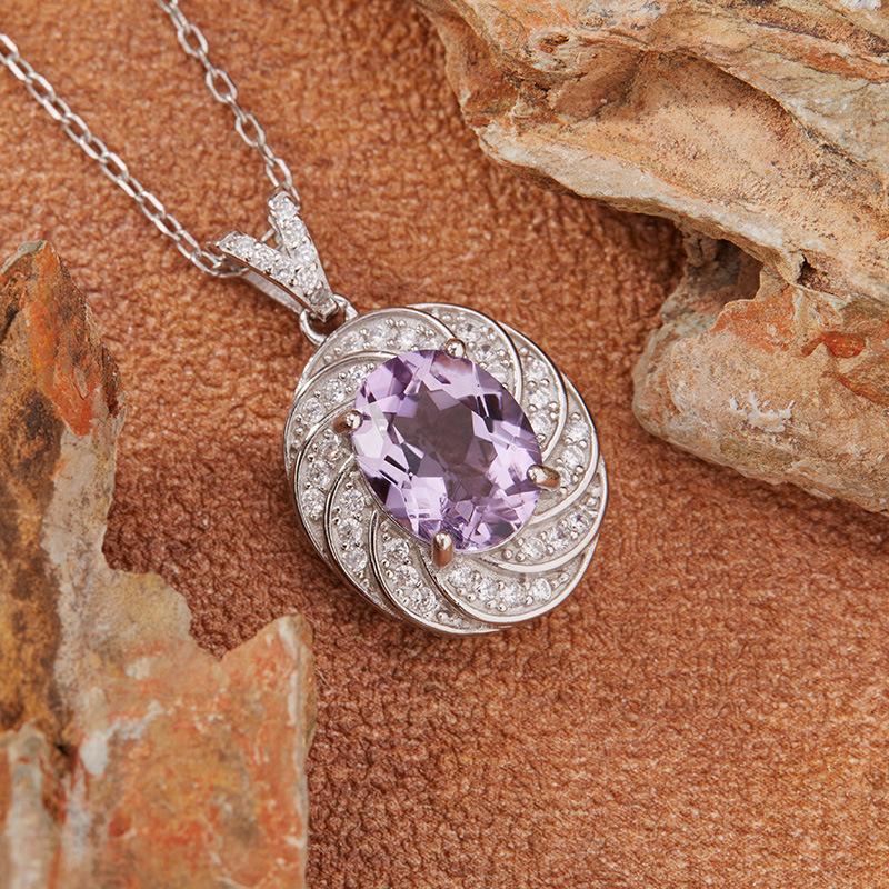 

Natural Topaz Citrine Amethyst Necklace Women S S925 Sterling Silver Colored Treasure Pendant Jewelry Earrings