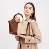 Tote bag, leather bag, women's wide shoulder strap, new contrasting color shoulder bag, women's bag, women's bag, bags wholesale, underarm bag