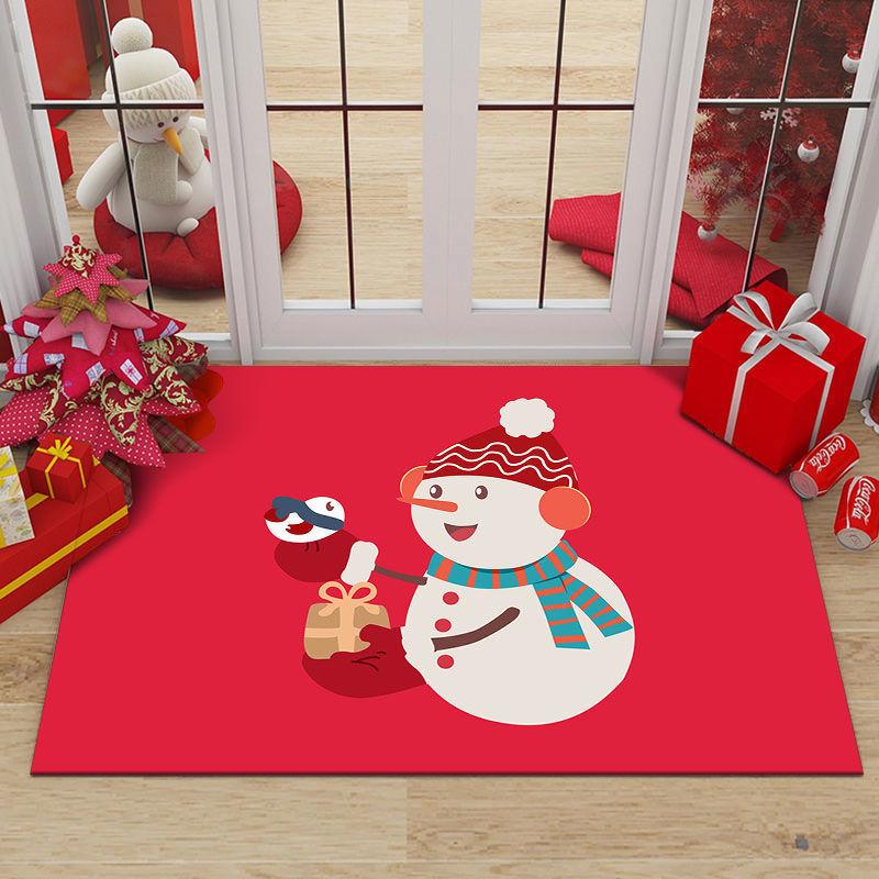 Merry Christmas Entrance Door Mat Christmas Tree Santa Claus Print Carpet Home Decor Living Room Rug Bathroom Non-slip Floor Mat