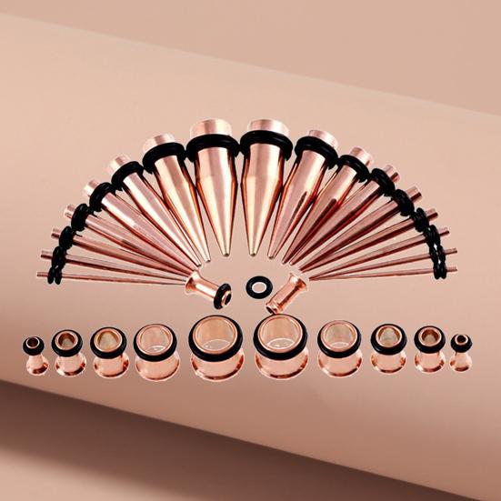Kit 36 buc. conuri pentru dilatarea urechii, dilatatoare din oțel inoxidabil, bijuterii pentru piercing corporal