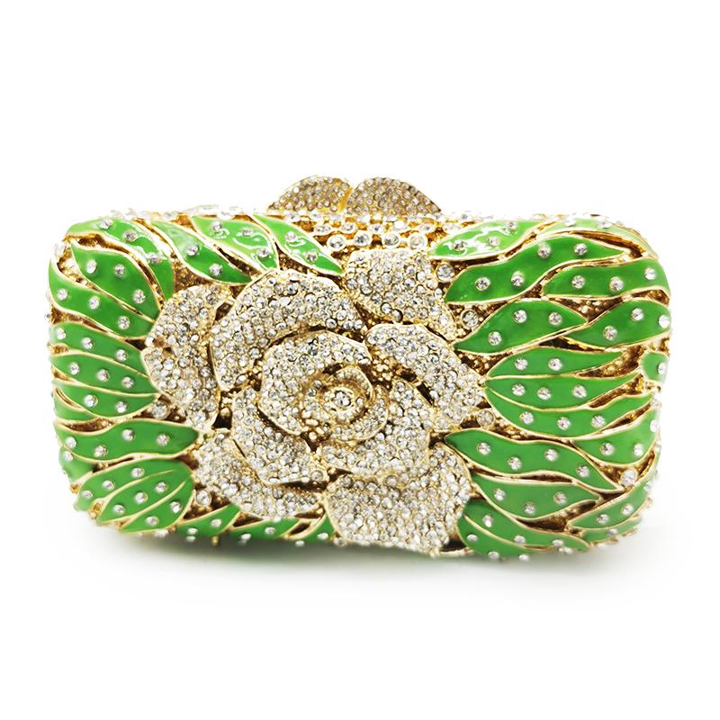Flower Evening Bags Purse Luxury Crystal Wedding Handbags Formal Clutch Bag Women Bridal Party Purses Lady Diamond Minaudiere