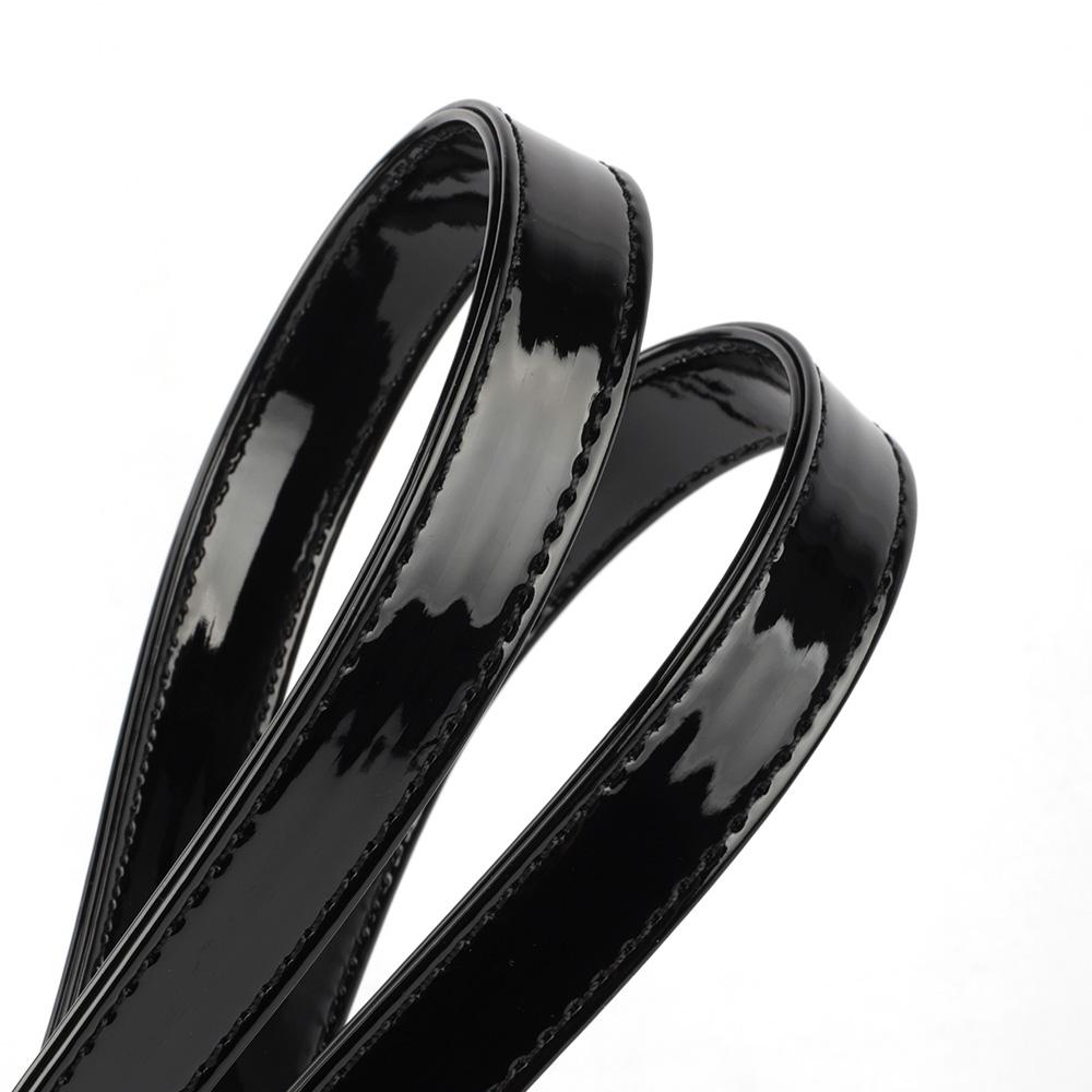 Black Glossy Short Bag Strap With Silver Gold Black Hardware Short Shoulder Strap Handbag Strap PU Leather Bag Accessories