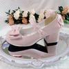 Cute Round Head Bow Women's Sweet Party Midi Heels Shoes Fashionable versatile Woman Shoes Elegant minimalist Comfortable shoes