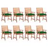 Outdoor Dining Chairs Set of 8 and Cushions Solid Acacia