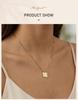 Square Pendant Necklace Stainless Steel Natural Stone Inlay Box Chain for Women Vintage Healing Jewelry Waterproof