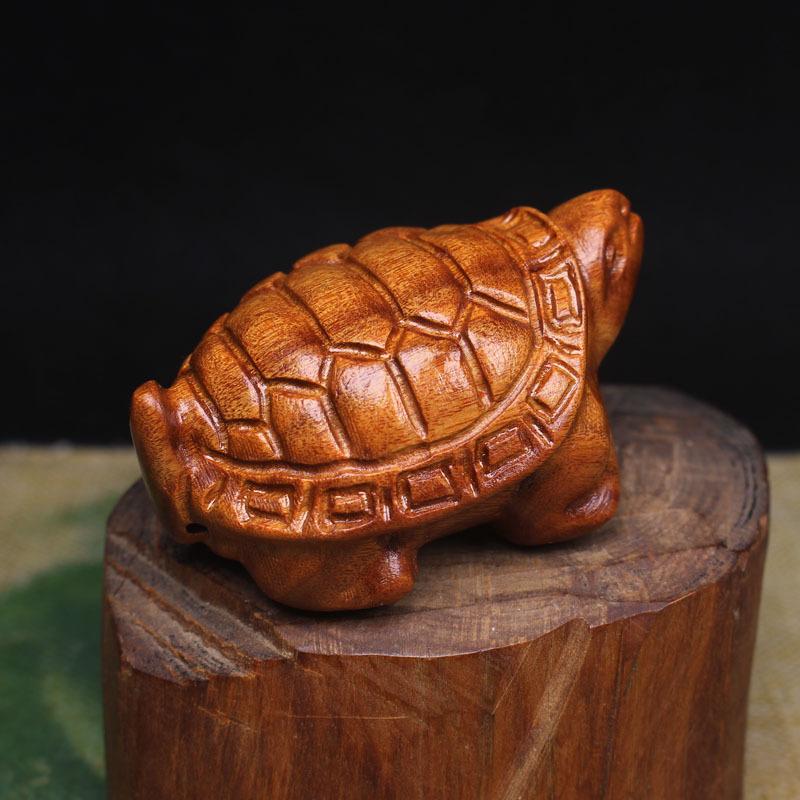 Miniatur Schildkrötenfigur Ornament Holzgeschnitztes Tier Schildkrötenhandwerk Lustige Geschenke Schreibtischzubehör Heimdekoration Neujahrsgeschenk