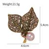 Retro Leaf Pearl Brooch Pin With Embedded Diamonds Elegant Fashionable Jewelry Accessory Pin Brooch