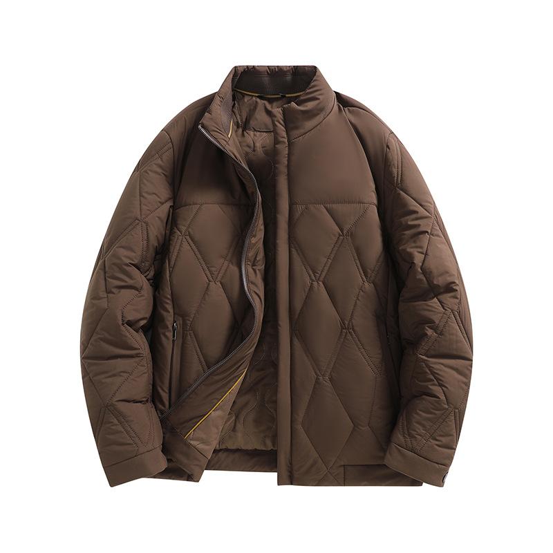 Autumn Winter Men Cotton Padded Jacket Stand Collar Male Parkas Long Sleeve Zipper Outerwear Business Warm Coat