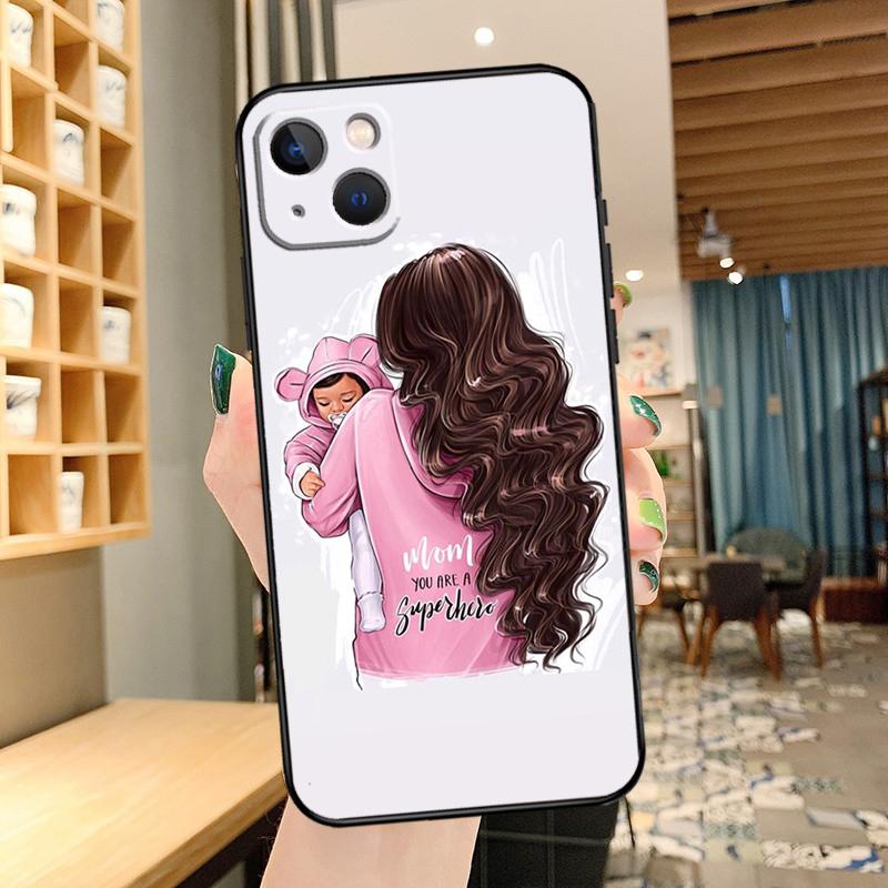 Mom Daughter Girl Son Dad Cover For iPhone 14 15 16 Pro Max XS XR X Case For iPhone 11 12 13 Pro Max Mini Plus