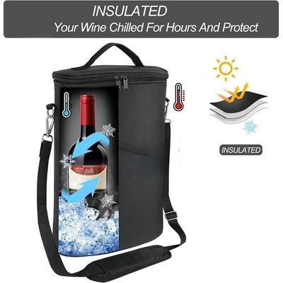 1PC Cooler Bag With Anti-Collision Padding Insulated Leakproof Wine Cooler Bag With Adjustable Shoulder Strap And Front Bags