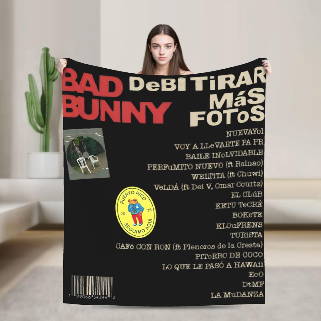Bad Bunny Blanket Coral Fleece Plush Spring Autumn Multi-function Soft Throw Blankets for Sofa Office Bedspread