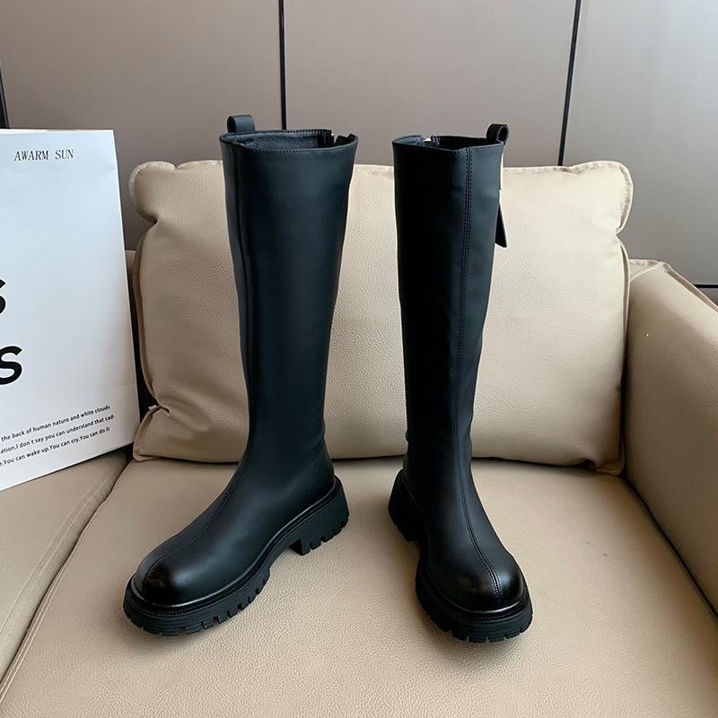 

Ботильоны на толстом каблуке, женские, 2025, новые осенние кожаные ботинки, ботинки-рыцари на небольшой толстой подошве, эластичные тонкие ботинки 40 чёрный