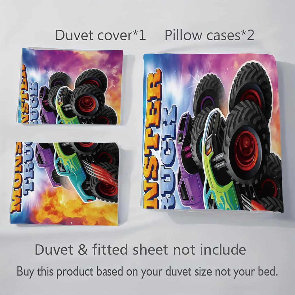 Monster Trucks Bedding Set Pillowcase 2/3/pcs Boy Girl Duvet Cover Adult Children Gift Single Double Large Size