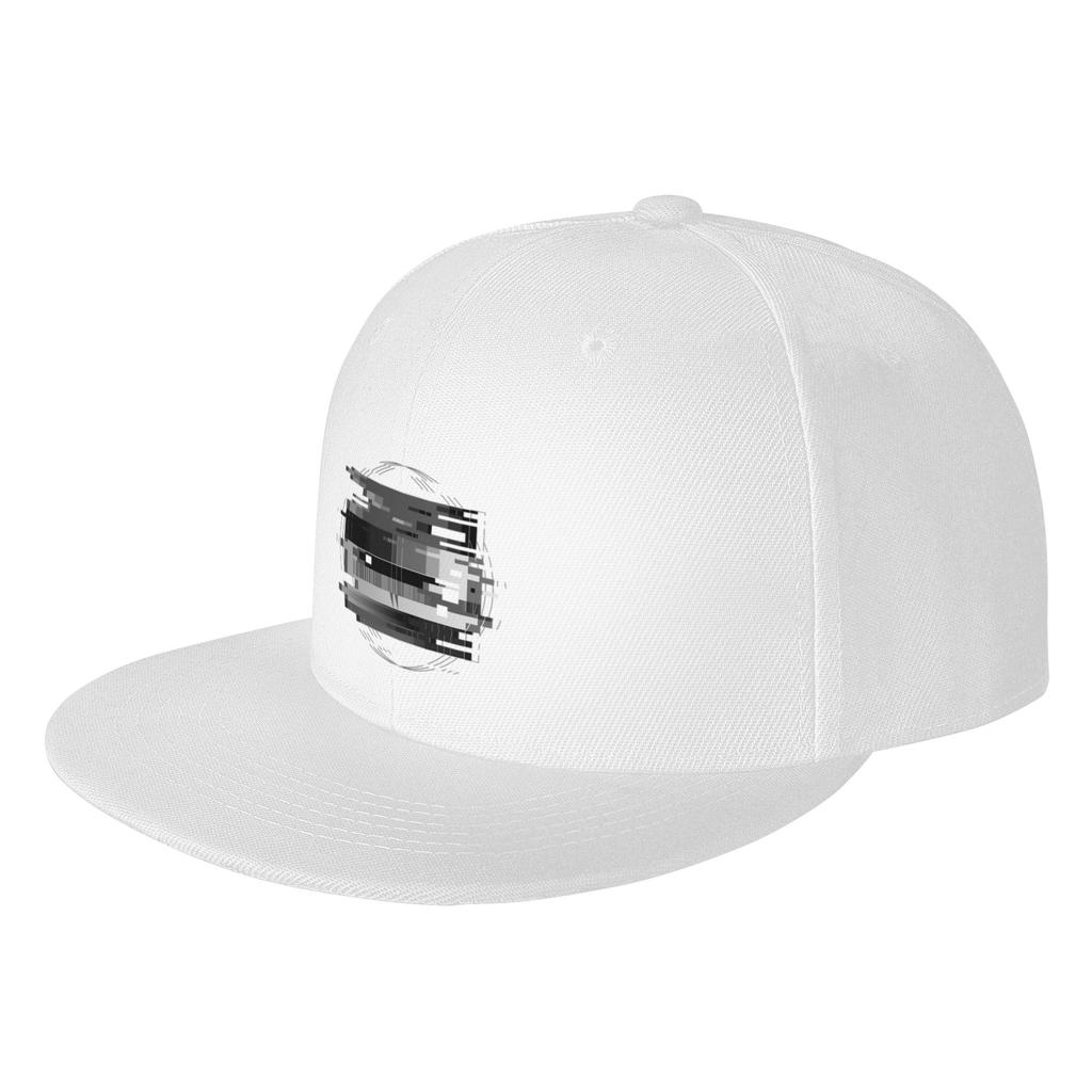 Fashion Black and White Glitch TV test Flat Brim Sun Hat Commuter Style Womens Cap