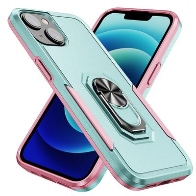 For iPhone 15 PC+TPU Shockproof Cover Anti-fall Phone Case with Ring Kickstand