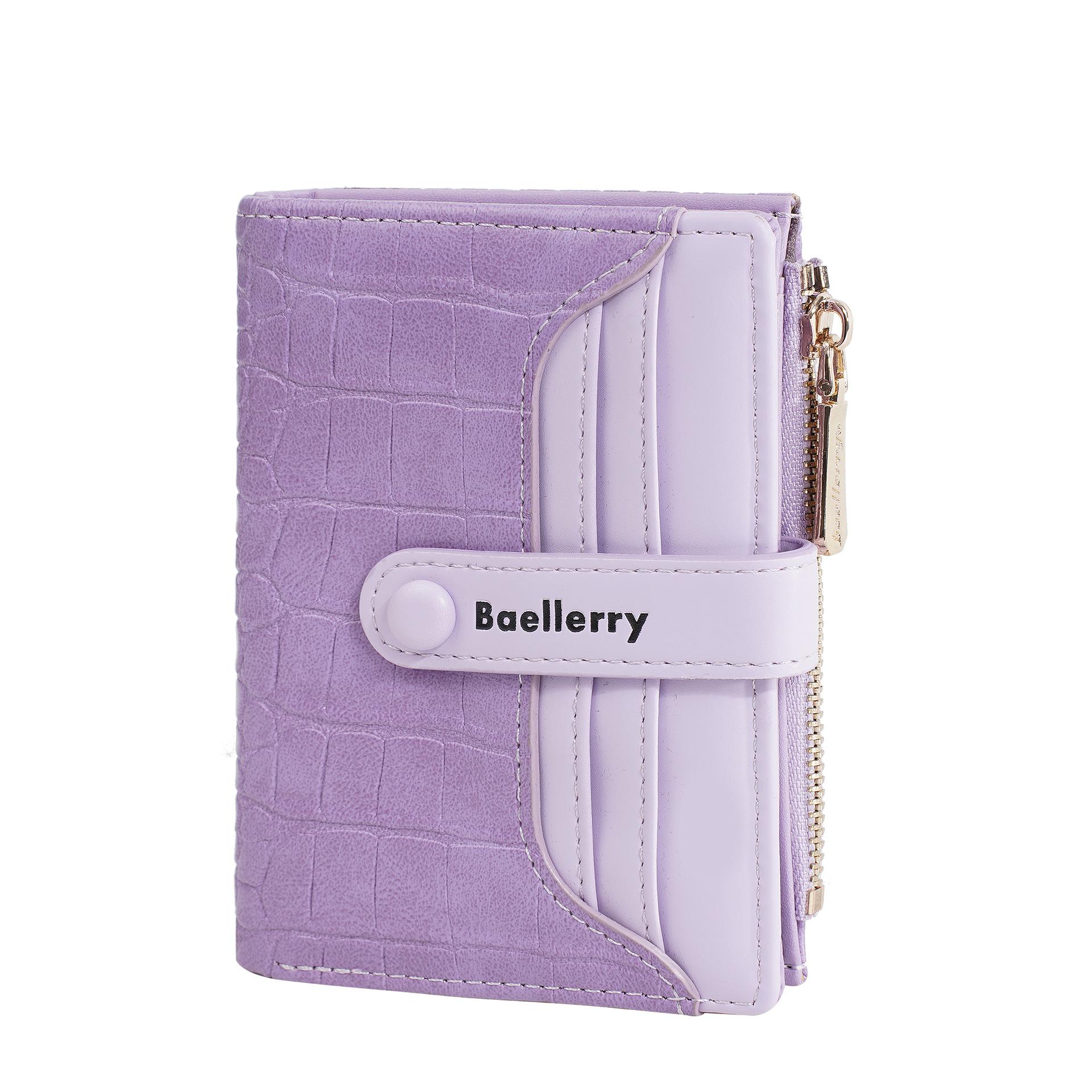 Женский короткий кошелек корейская версия узор под камень многокарточный кошелек для мелочи модная пряжка кошелек на молнии фиолетовый 1530₽