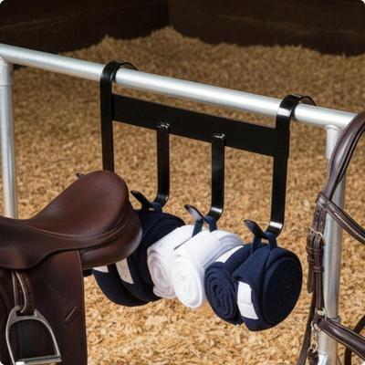 Horse Tack Hook Rack Metal Double Saddle LoadBearing Hanger for Barn, Stable