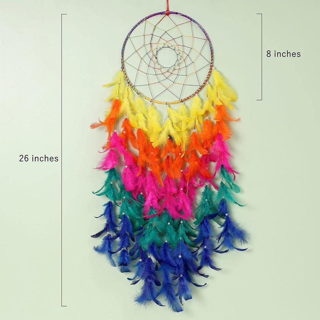 Dream Catcher with Lights, Wall Hangings, Crafts,  for Bedroom, Balcony, Garden, Party, Café, Decoration, Wedding, Decorative, Multi Feathers