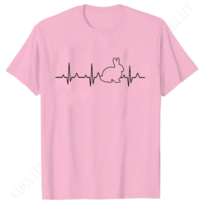 Bunny Heartbeat Shirts for Women Unisex Bunny Fashion Casual Tshirts Rabbit Cartoon Shirt Pet Rabbit Animal Lover Gift Tshirt Tops