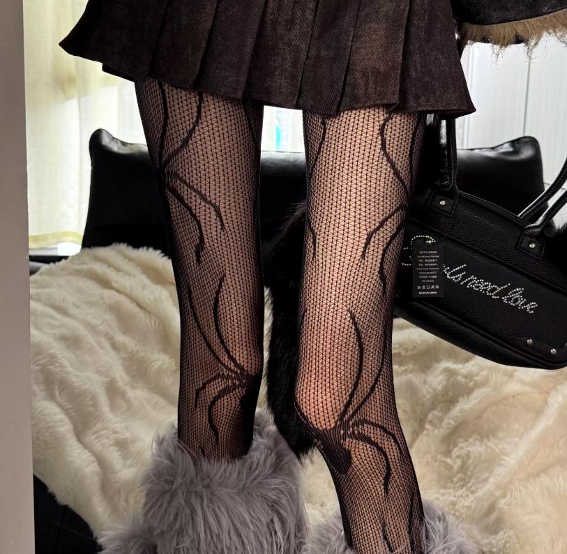

Punk Fishnet Stockings Women s Y2K Retro Style Dark Gothic Totem Large Floral Tights Nylon Sun God Print Pantyhose Boots Socks One Size