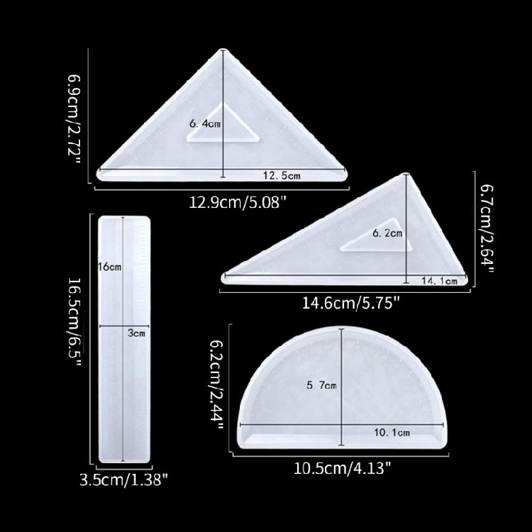 Ruler Resin Silicone Molds Math Tool Geometry Casting Mould Set for Students