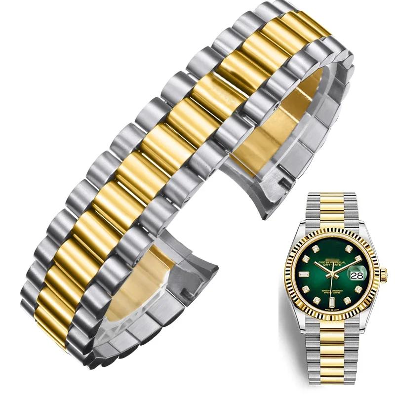 Accesorios de Acero Inoxidable Sólido para Relojes Correa de 20 mm 21 mm Para Rolex DATEJUST DAY-DATE OYSTERPERTUAL DATE Correas de Reloj Plateadas para Hombre