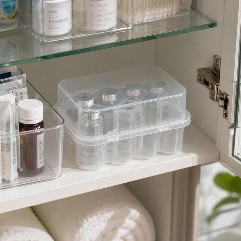 1/10x Transparent Plastic Vial Holder Tray Medical Glass Vial Lab Sample Bottle Storage Box Portable Powder Vial Organizer Case