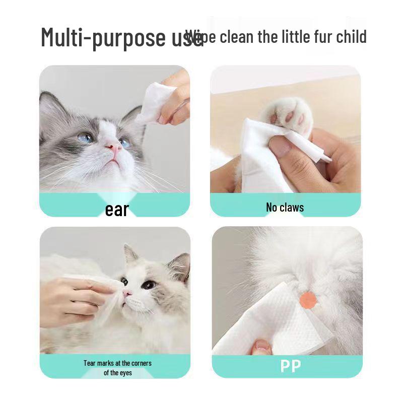 Pet Cleaning Antibacterial Wipes: No-Rinse, Tear Stain & Odor Removal for Cats & Dogs - Feet, Ears, Butt & Chin.