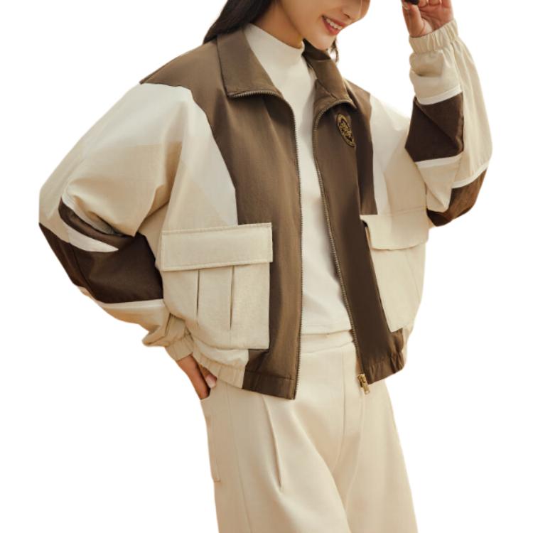 Anta Life Series Color Block Zip Up Stehkragen Jacke Damenjacke Malvenbraun 162418603S-2