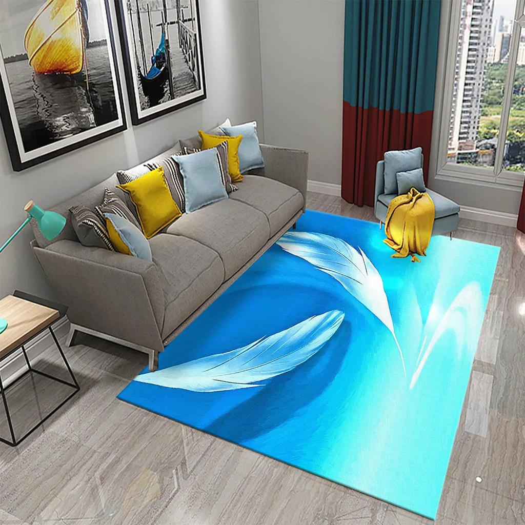 Colorful Feather Carpet for  Living Room Sofa Coffee Table Light Luxury Carpet Family Bedroom Bedside Rugs Bathroom Non-slip Rug