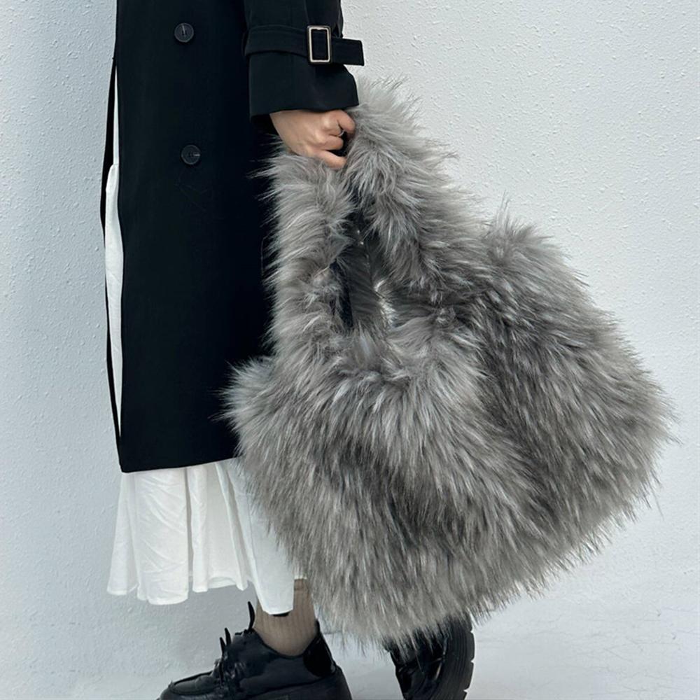 Luxury Faux Mink Fur Bags for Women Handbags Candy Color Plush Tote Fluffy Soft Shoulder Bag Large Capacity Shopper Purses