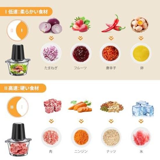 Food Processor 2L Large Capacity CEUKOZ 5 Functions (ChopMixMashCrushCoarse Grate) 500W High Power 2-Speed 4-Blade Cutter Chopper Ice Crushing Blender