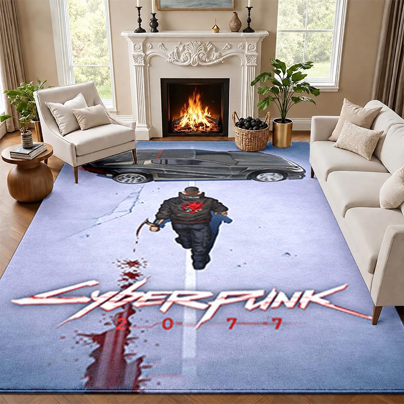 Cyberpunk 2077 Carpet Door Mat for Living Room or Bedroom Protective Mat Under Chair Office Decoration Christmas Gift Birthday Present