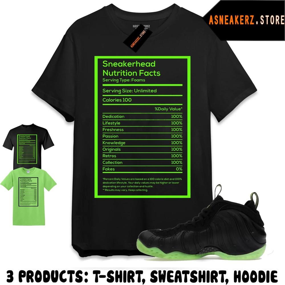 Tee Shirt Foamposite One Black Volt To Match Sneaker Sneakerhead Nutrition Facts Unisex T-Shirt L