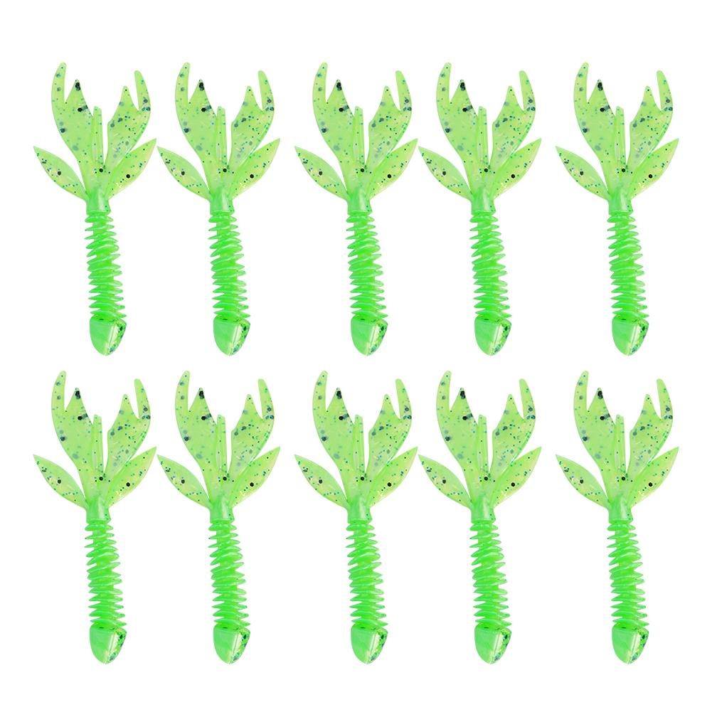 AR37 80mm 2.3g Fishing Soft Worm Bait Artificial Leaf Tail Simulation Lure Accessory2# Green