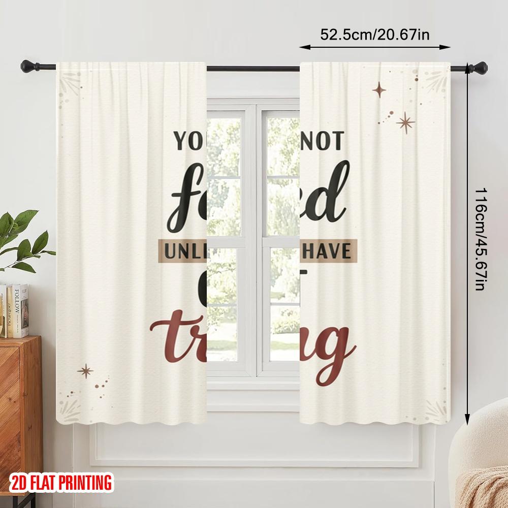 2pcs 2D flat printing Window Treatment Curtains Motivational Quote Polyester Fabric Without Electricity Festive Holiday Use for