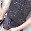 Summer Women's Ice Silk Diamond Camisole Women's Loose Short  Sleeveless V-neck Bottoming Shirt Tank Top