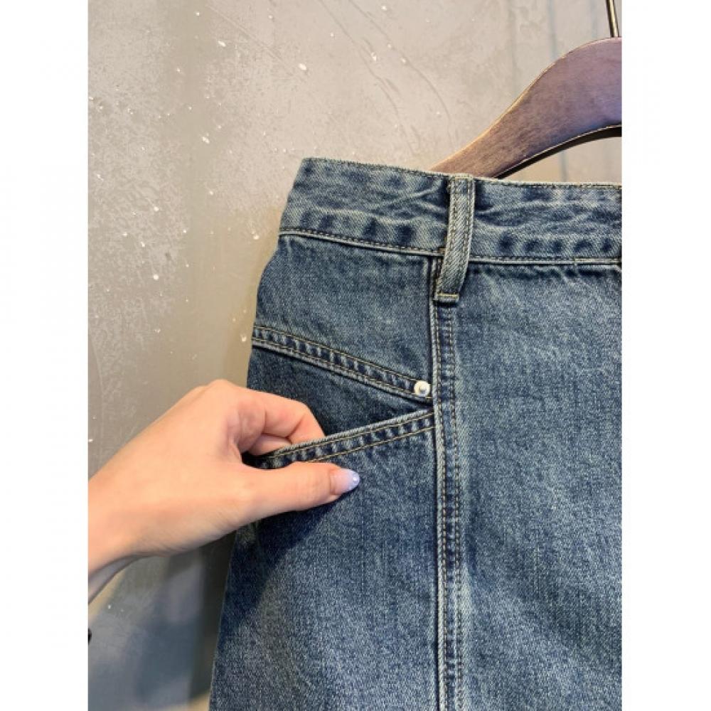 C S In The Room Collie Front Slit Long Denim Skirt 2Color C