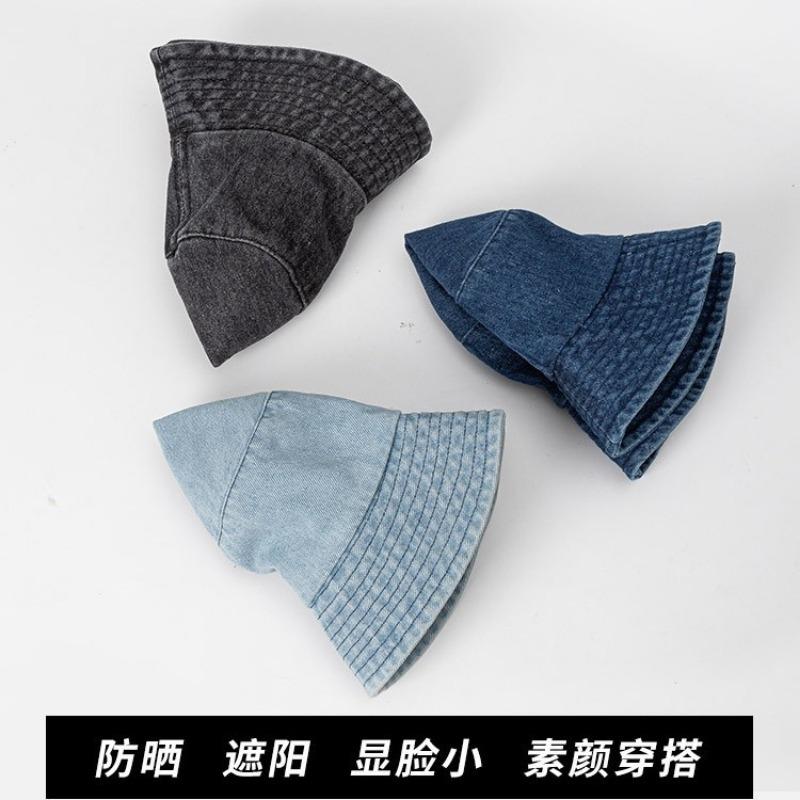 Cappello a secchiello in denim da donna, senso di alta gamma, protezione solare, versatile per primavera e autunno, cappello a secchiello semplice, cappello a secchiello da donna